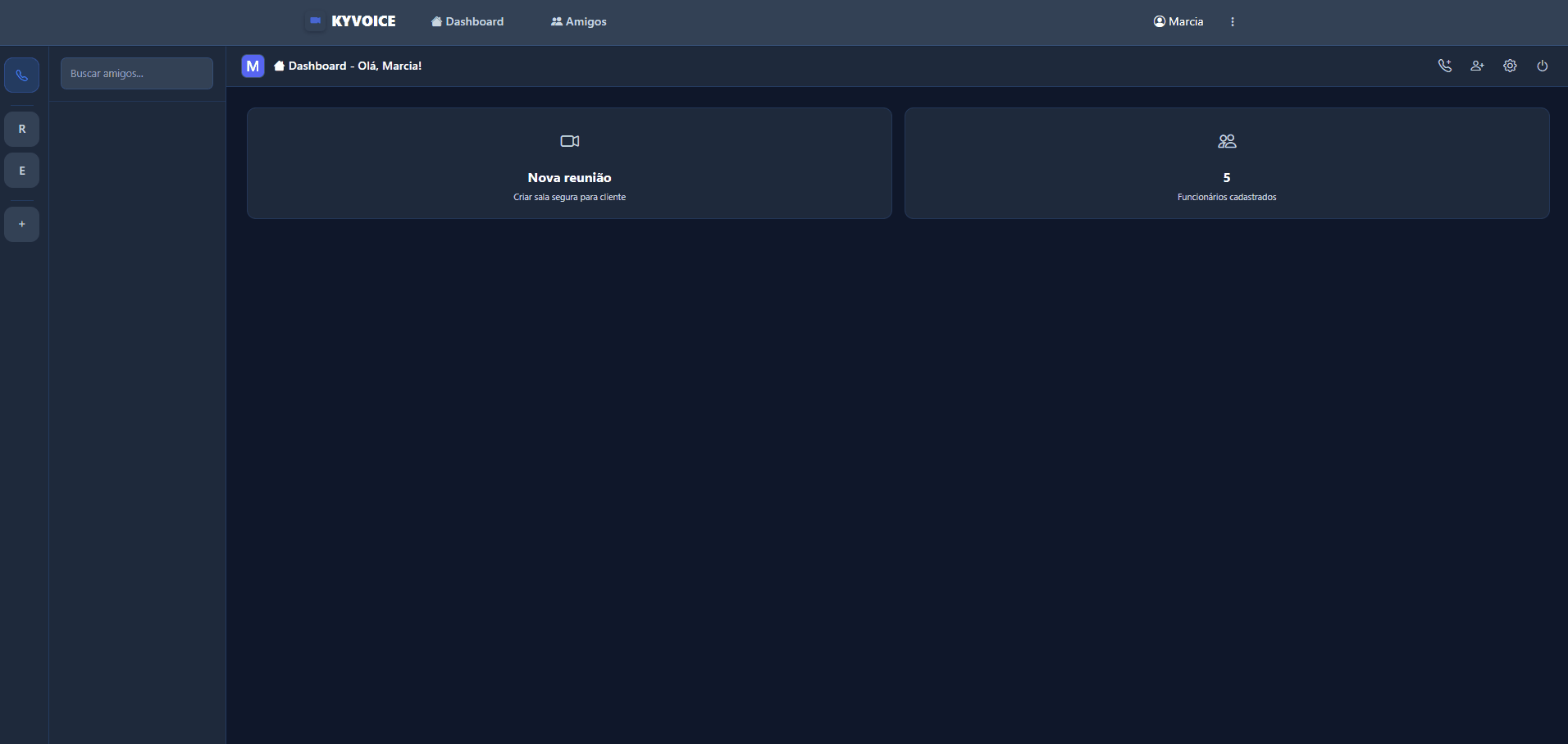 Demonstração do dashboard
